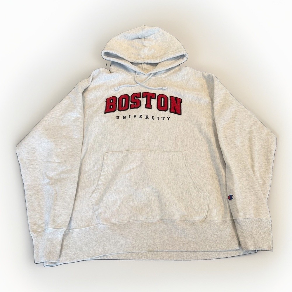 Vintage Boston University Champion Original Reverse Weave Hoodie XL Embroidered